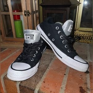 Womens Converse Black Silver and Glitter 7